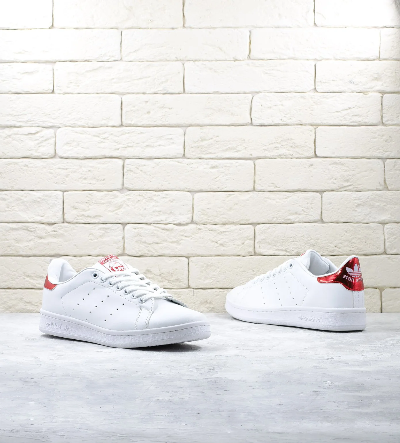 Adidas stan shop smith white red