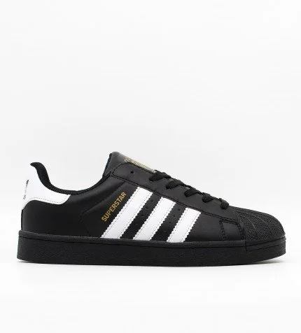 Adidas superstar black and gold hotsell stripes