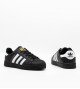 Adidas Superstar all black with wht stripe (gold)