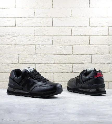 All black leather new balance 574 clearance