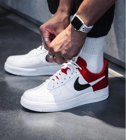 white and red nike air forces