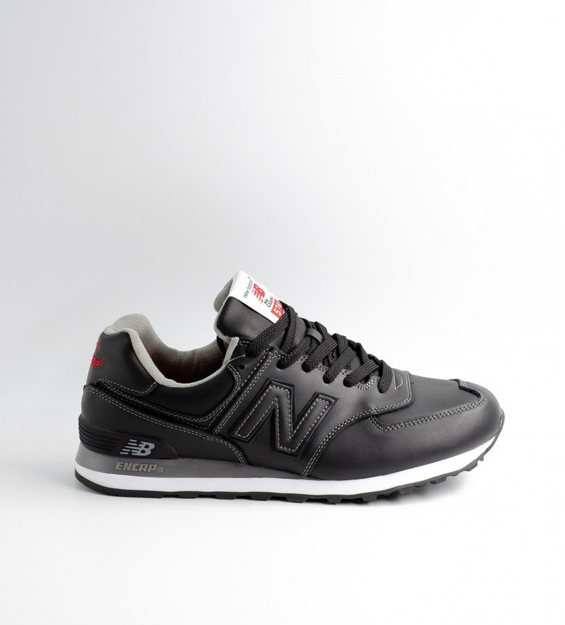 New Balance 574 Leather Black Red New Balance 574 Leather Black Red