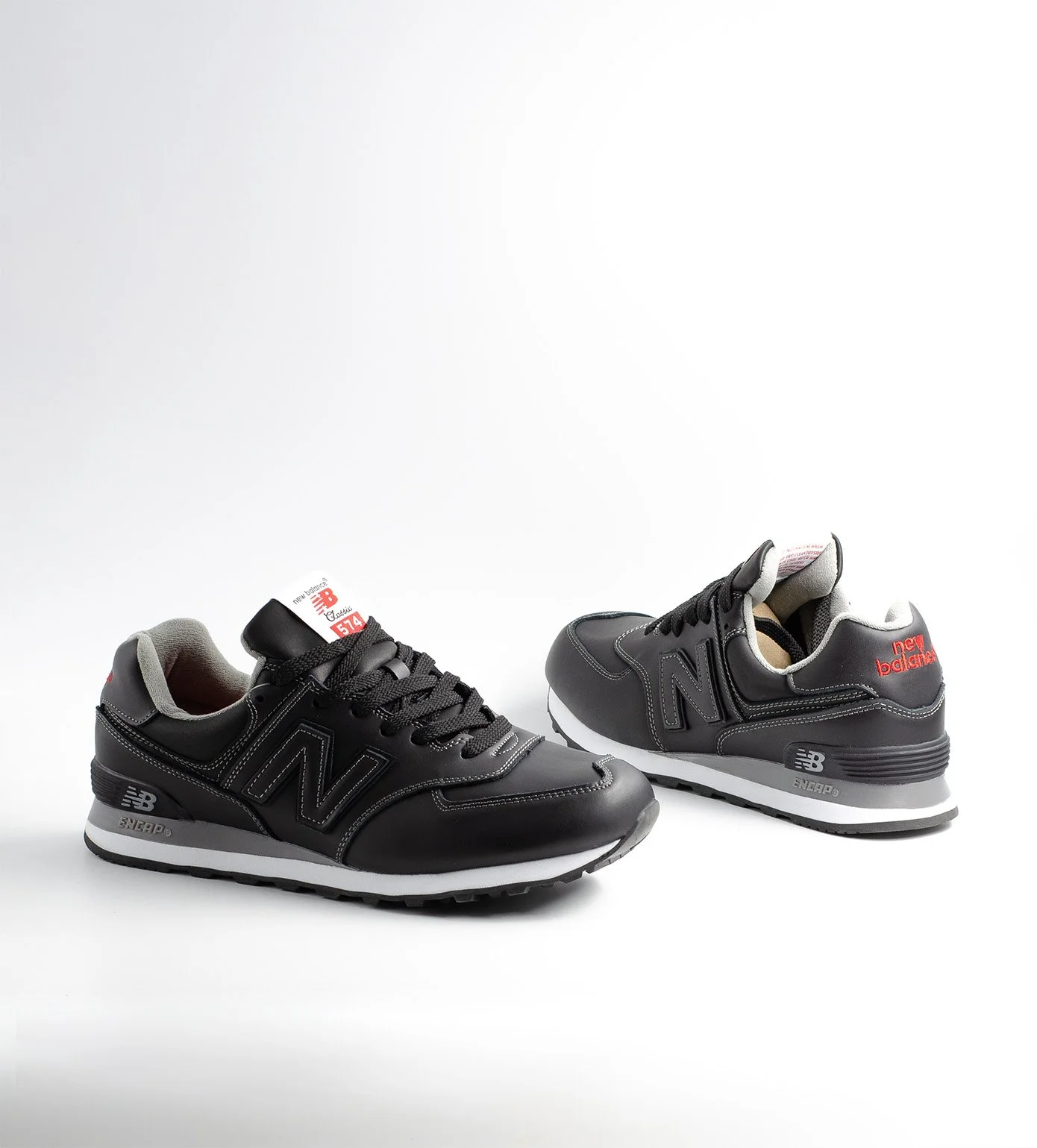 New Balance 574 Leather Black Red