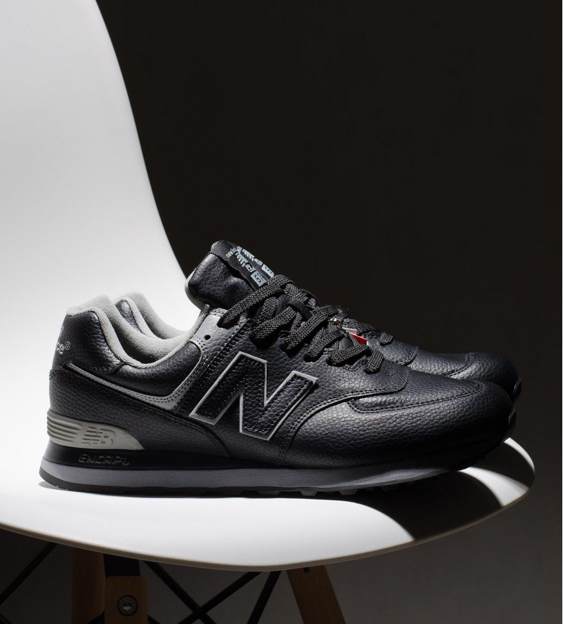 New Balance 574 Leather Black-Gray New Balance 574 Leather Black-Gray