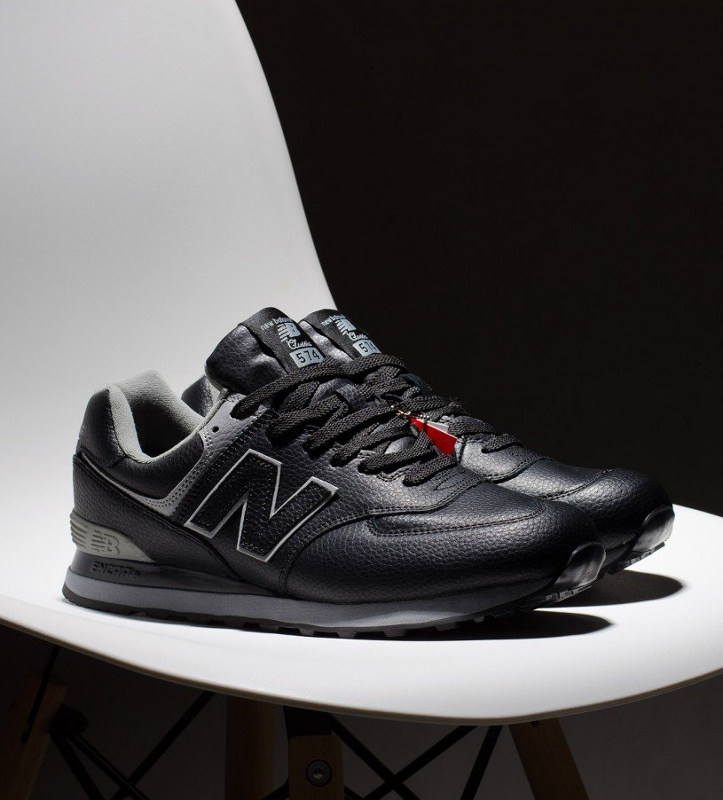New Balance 574 Leather Black-Gray